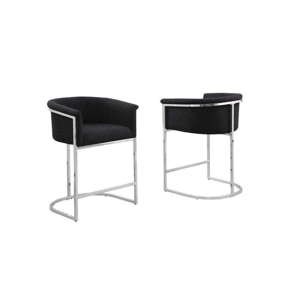 Best Quality teddy Boucle in black barstool - Set of 2. Picture 1