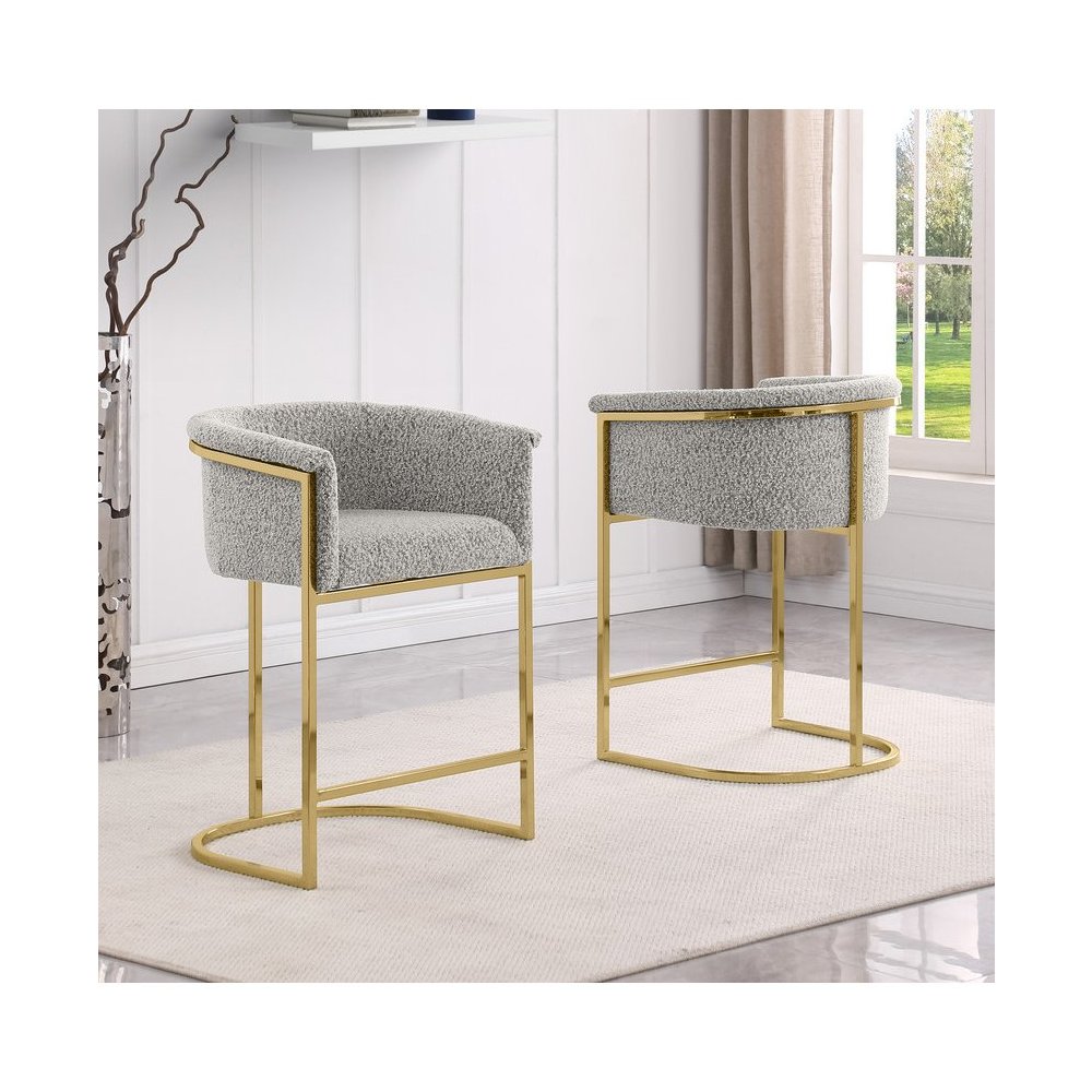 Best Quality teddy Boucle in rich gray counter height chair - Set of 2. Picture 4