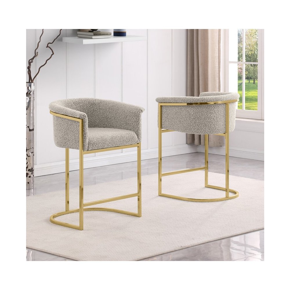Best Quality teddy Boucle in gray counter height chair - Set of 2. Picture 4