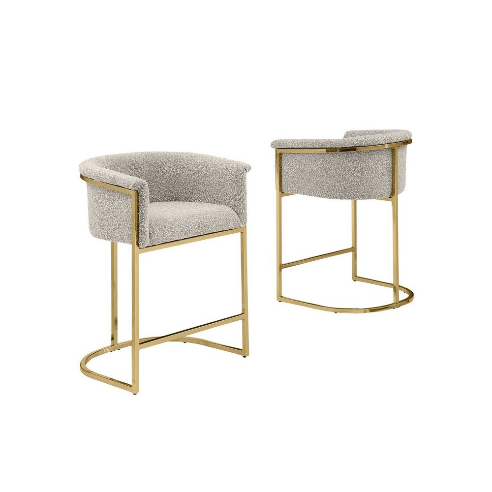 Best Quality teddy Boucle in gray counter height chair - Set of 2. Picture 1