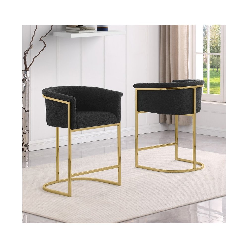 Best Quality teddy Boucle in black counter height chair - Set of 2. Picture 4