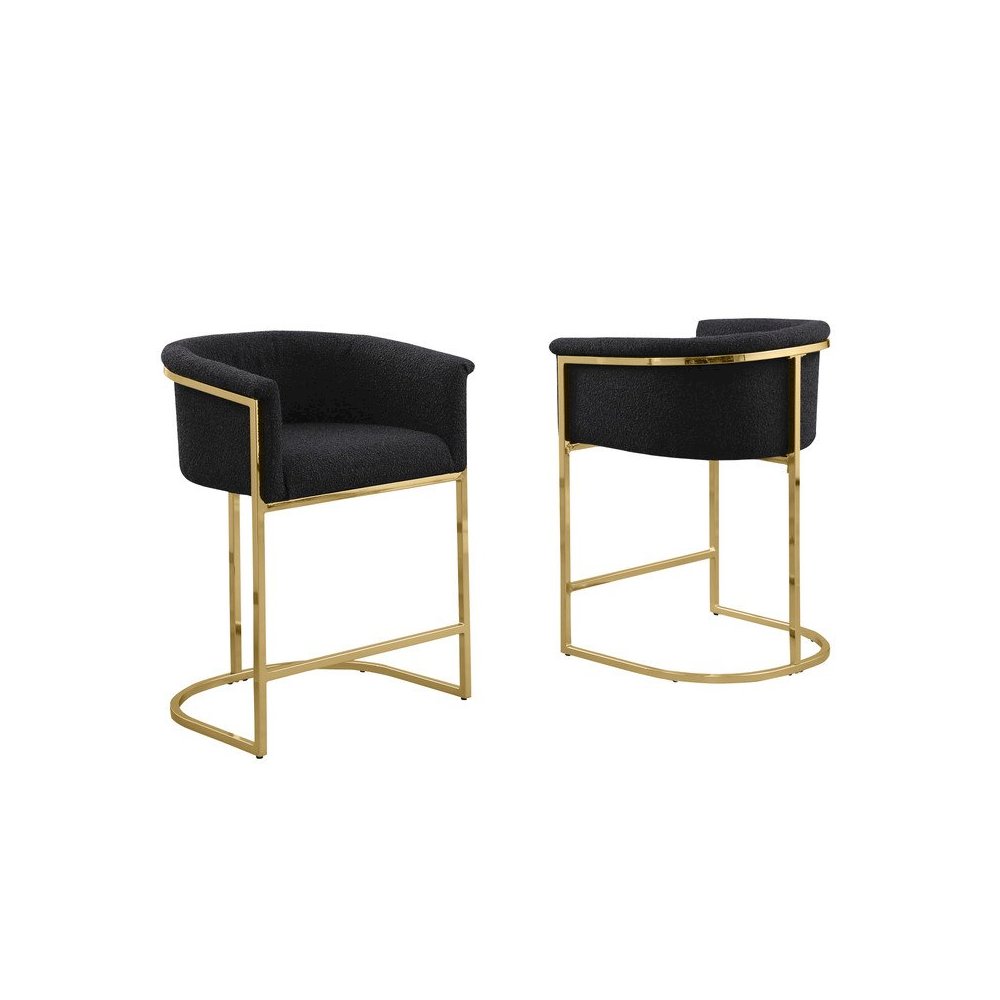 Best Quality teddy Boucle in black counter height chair - Set of 2. Picture 1