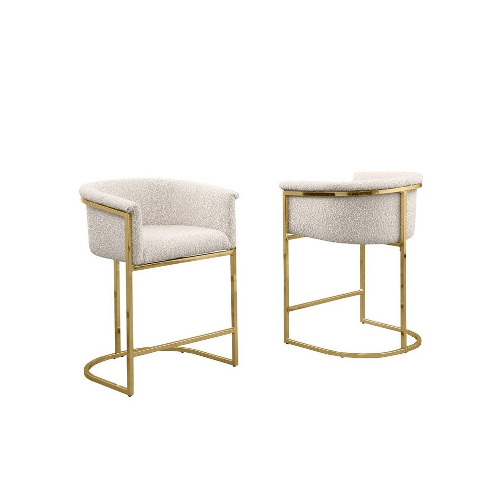 Best Quality teddy Boucle in cream counter height chair - Set of 2. Picture 1