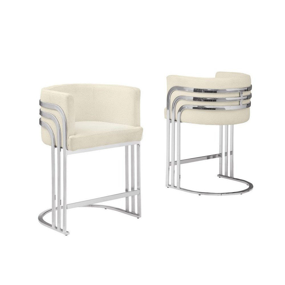 Best Quality furniture Cream  with silver counter height, Set of two. Picture 1