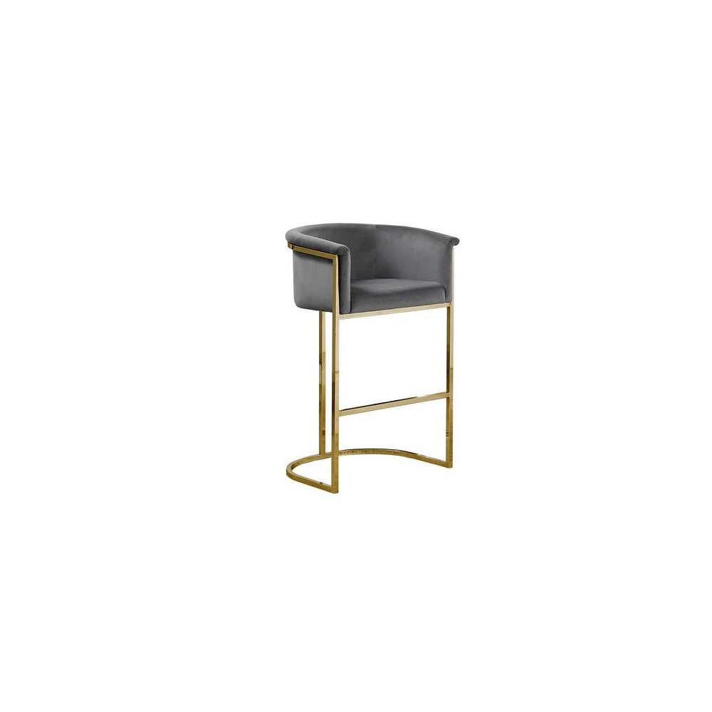 24" Dark Gray Velvet Upholstered Counter Height with Gold Base-Single. Picture 1