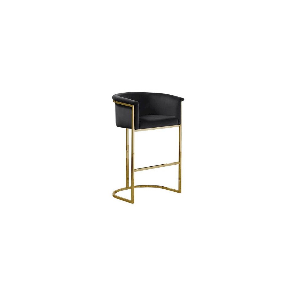 24" Black Velvet Upholstered Counter Height wih Gold Base Single. Picture 1