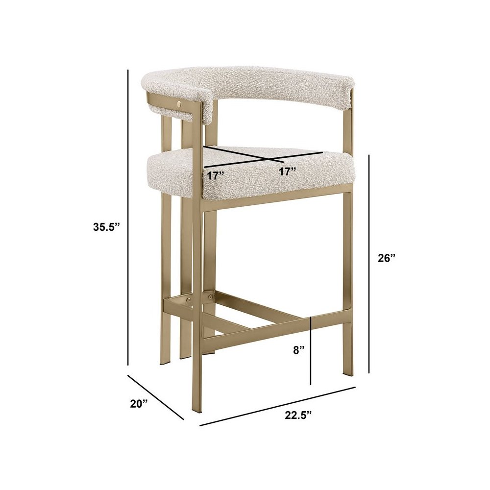 Glam gatsby Cream counter height chairs- Set of 2. Picture 2