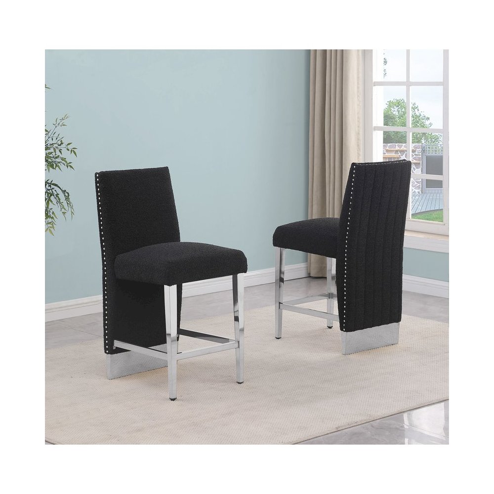 Luxe Black boucle barstools - Set of 2. Picture 2