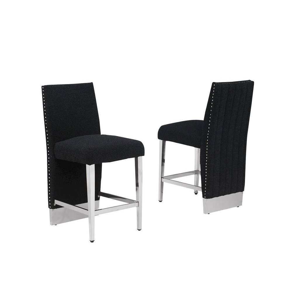 Luxe Black boucle barstools - Set of 2. Picture 1