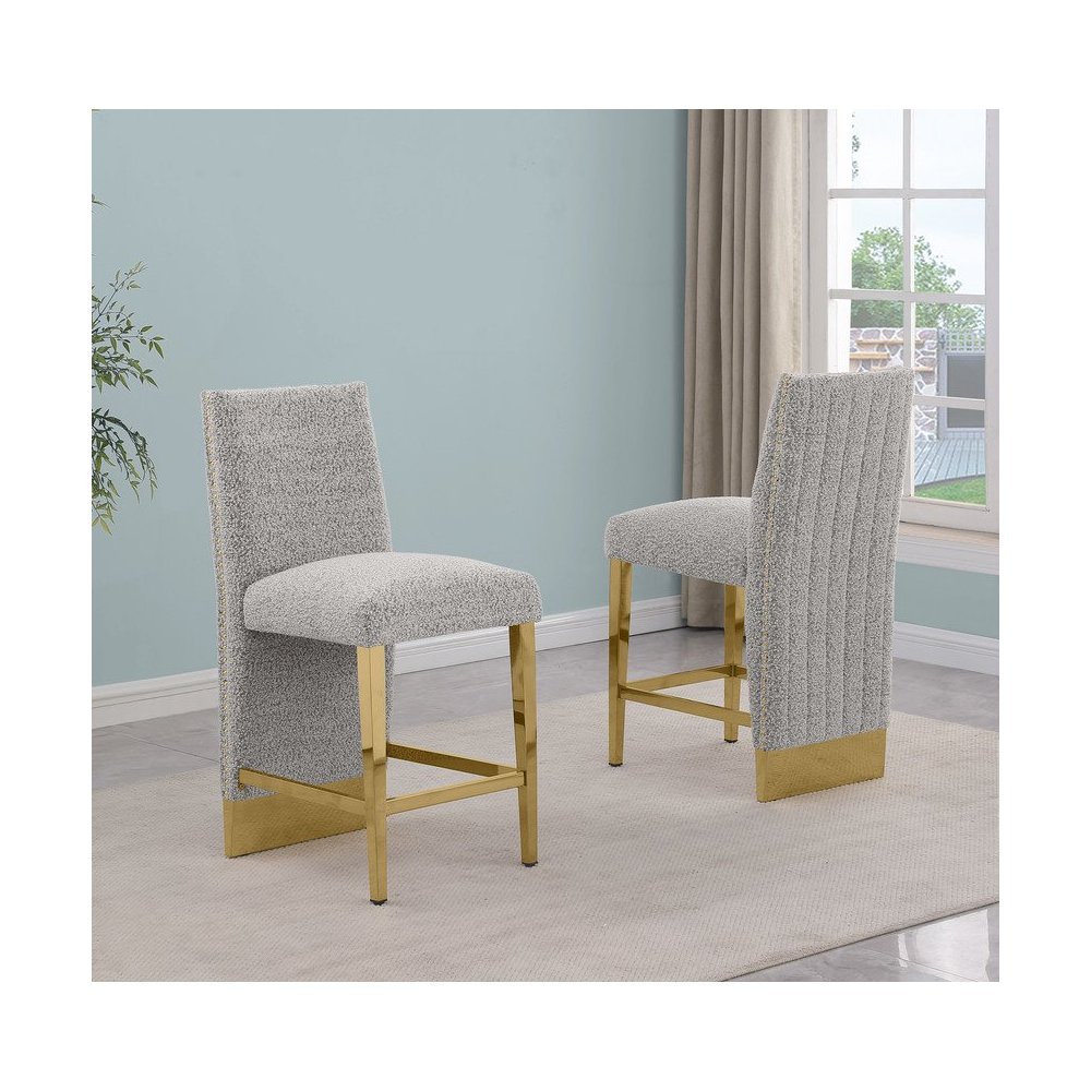 Luxe Rich gray boucle counter height chairs - Set of 2. Picture 4