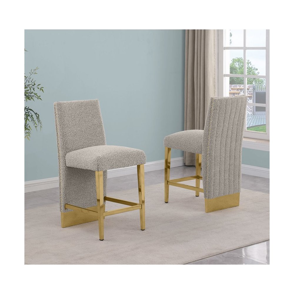 Luxe Gray boucle barstools - Set of 2. Picture 3