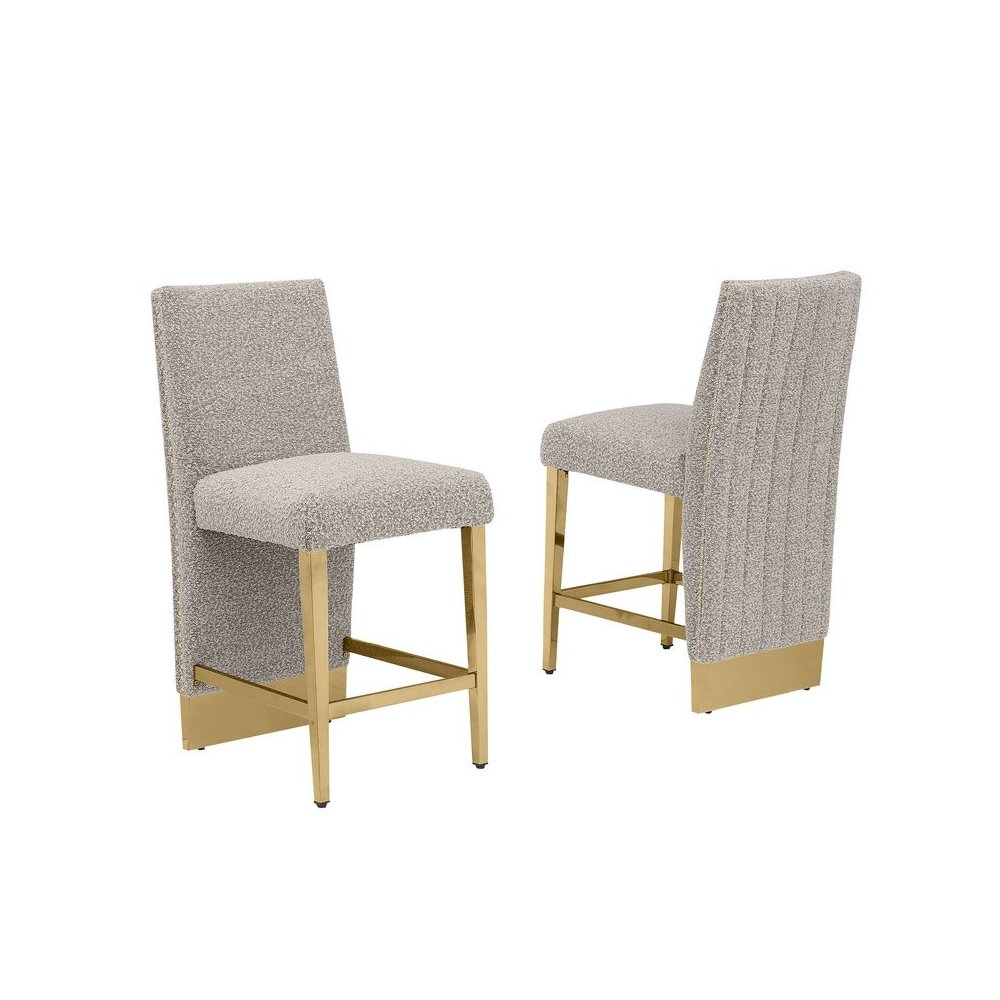 Luxe Gray boucle barstools - Set of 2. Picture 1