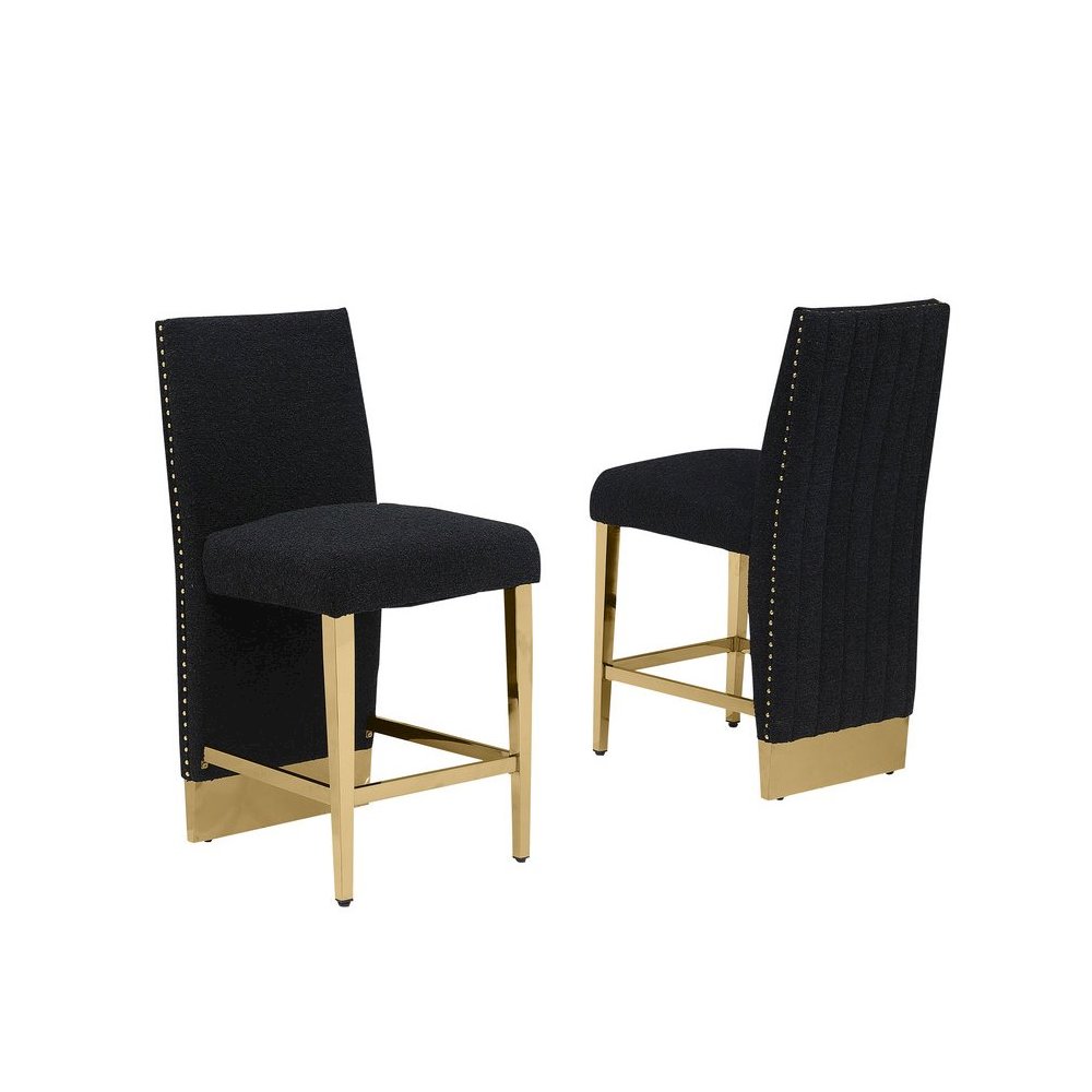 Luxe Black boucle barstools - Set of 2. Picture 1