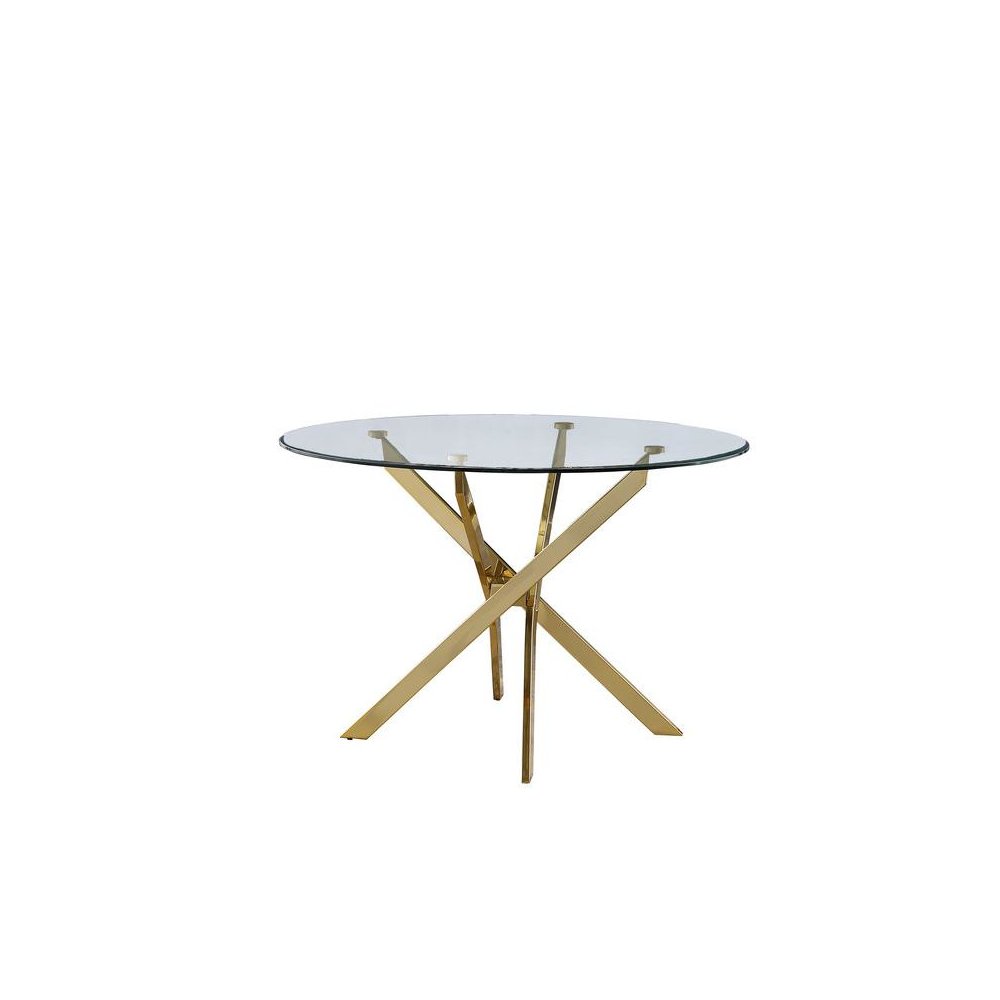 45" Round Glass dining table with Gold Chrome Base. Picture 1