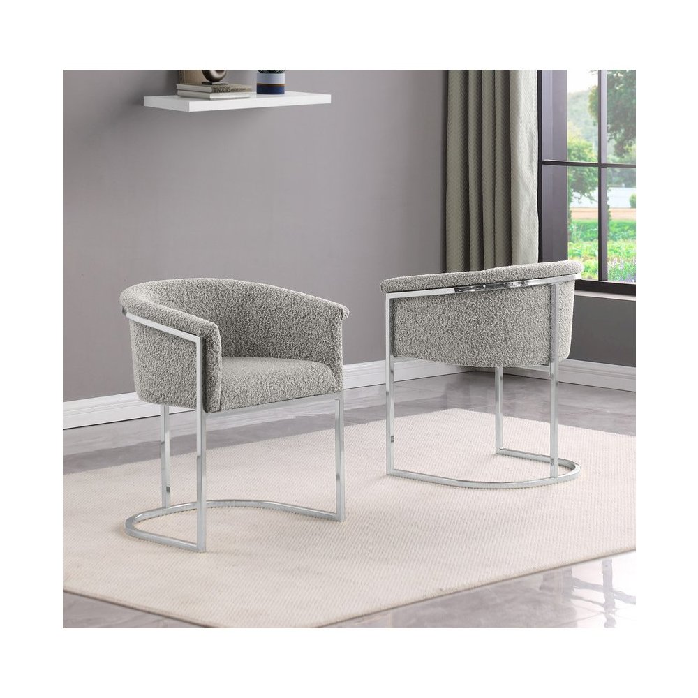 Best Quality teddy Boucle in rich gray side chair - Set of 2. Picture 4