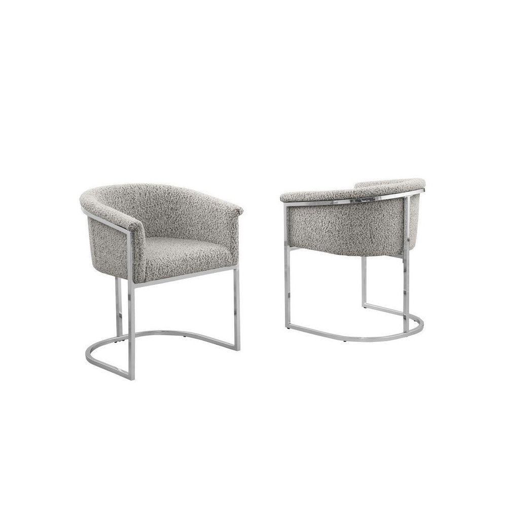 Best Quality teddy Boucle in rich gray side chair - Set of 2. Picture 1