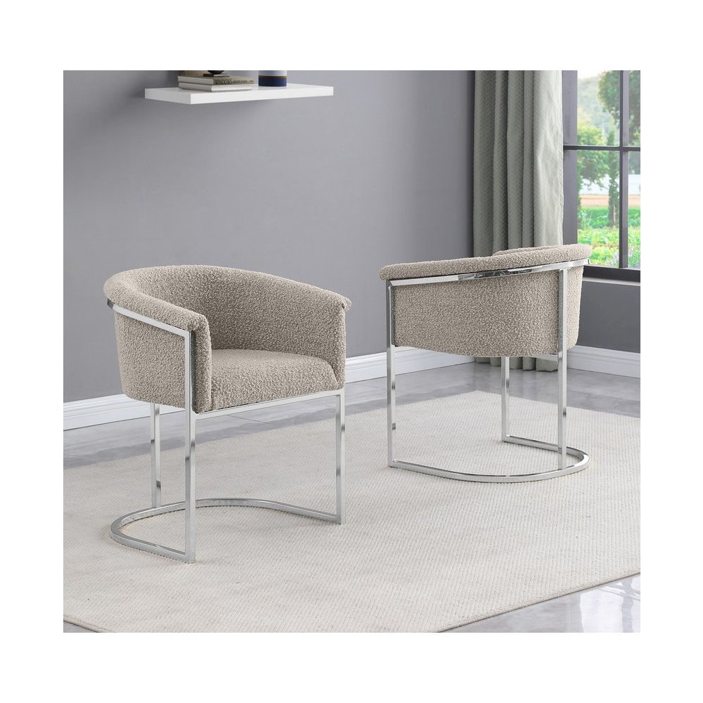 Best Quality teddy Boucle in gray side chair - Set of 2. Picture 4