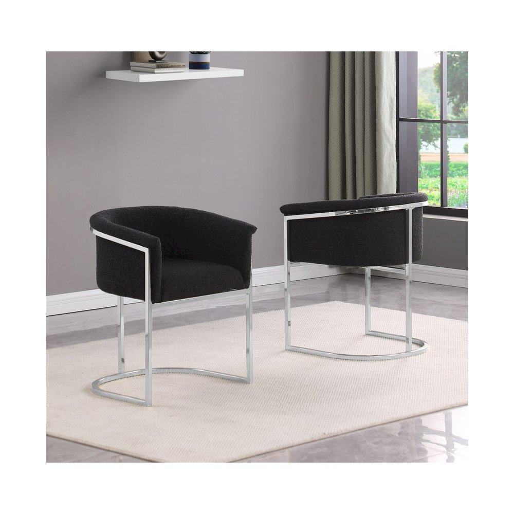 Best Quality teddy Boucle in black side chair - Set of 2. Picture 4