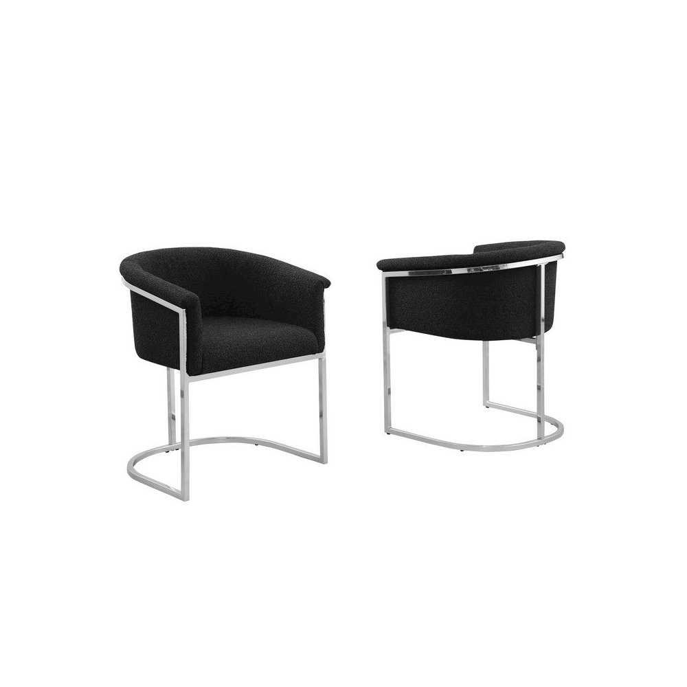 Best Quality teddy Boucle in black side chair - Set of 2. Picture 1
