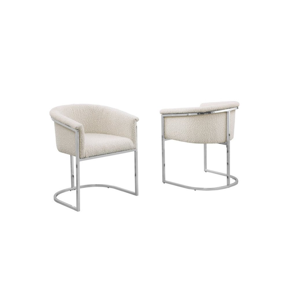 Best Quality teddy Boucle in cream side chair - Set of 2. Picture 1