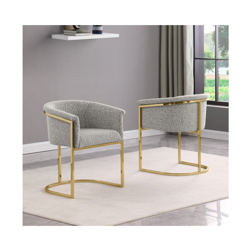 Best Quality teddy Boucle in rich gray side chair - Set of 2. Picture 4