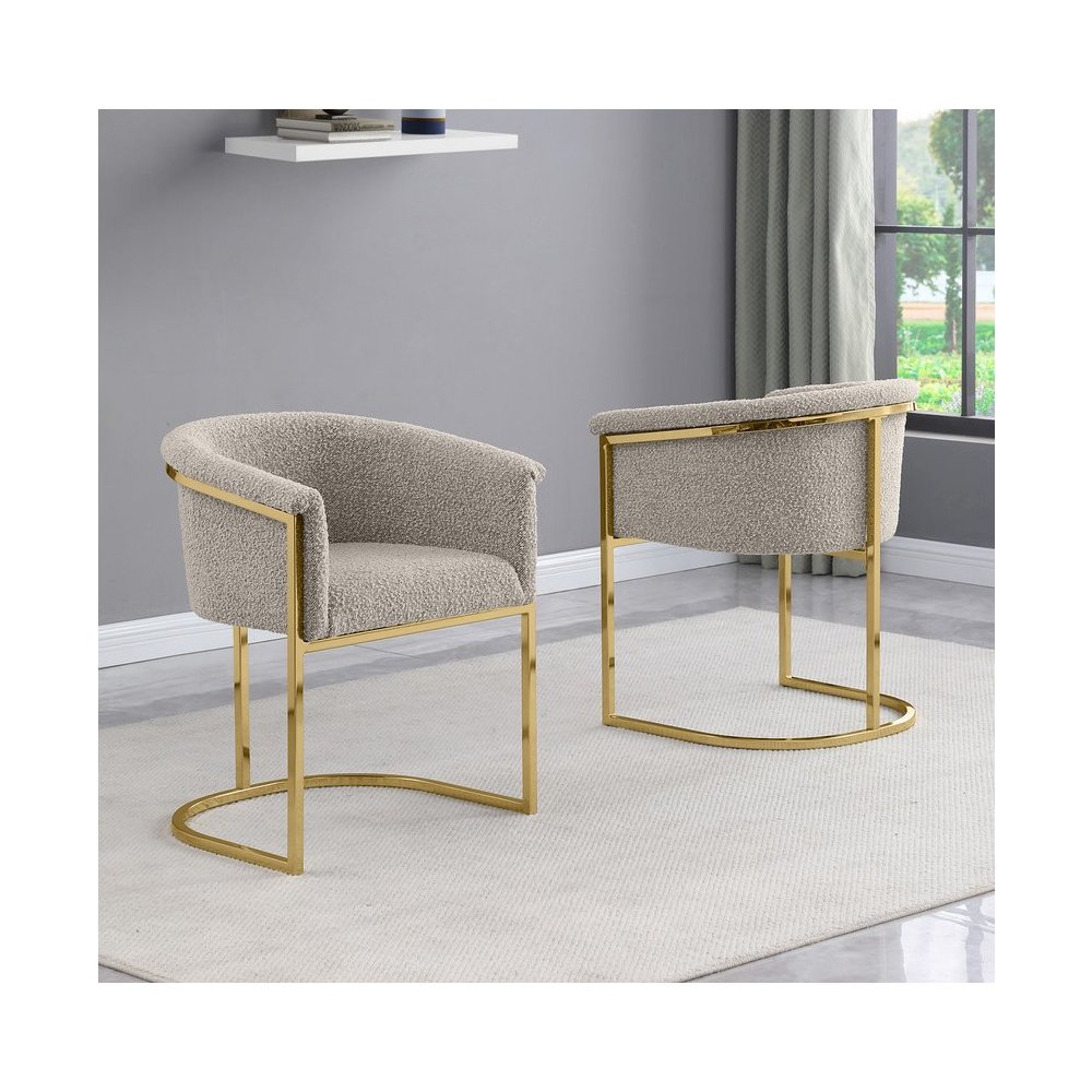 Best Quality teddy Boucle in gray side chair - Set of 2. Picture 4