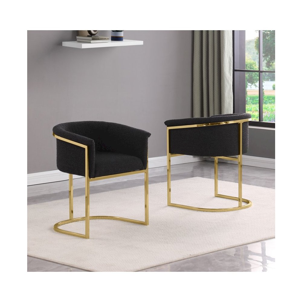 Best Quality teddy Boucle in black side chair - Set of 2. Picture 4