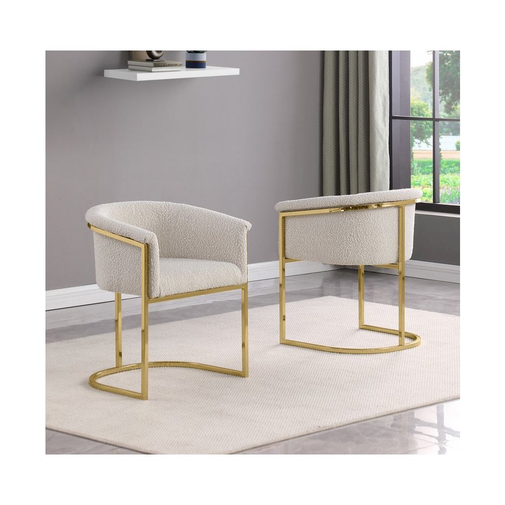 Best Quality teddy Boucle in cream side chair - Set of 2. Picture 4