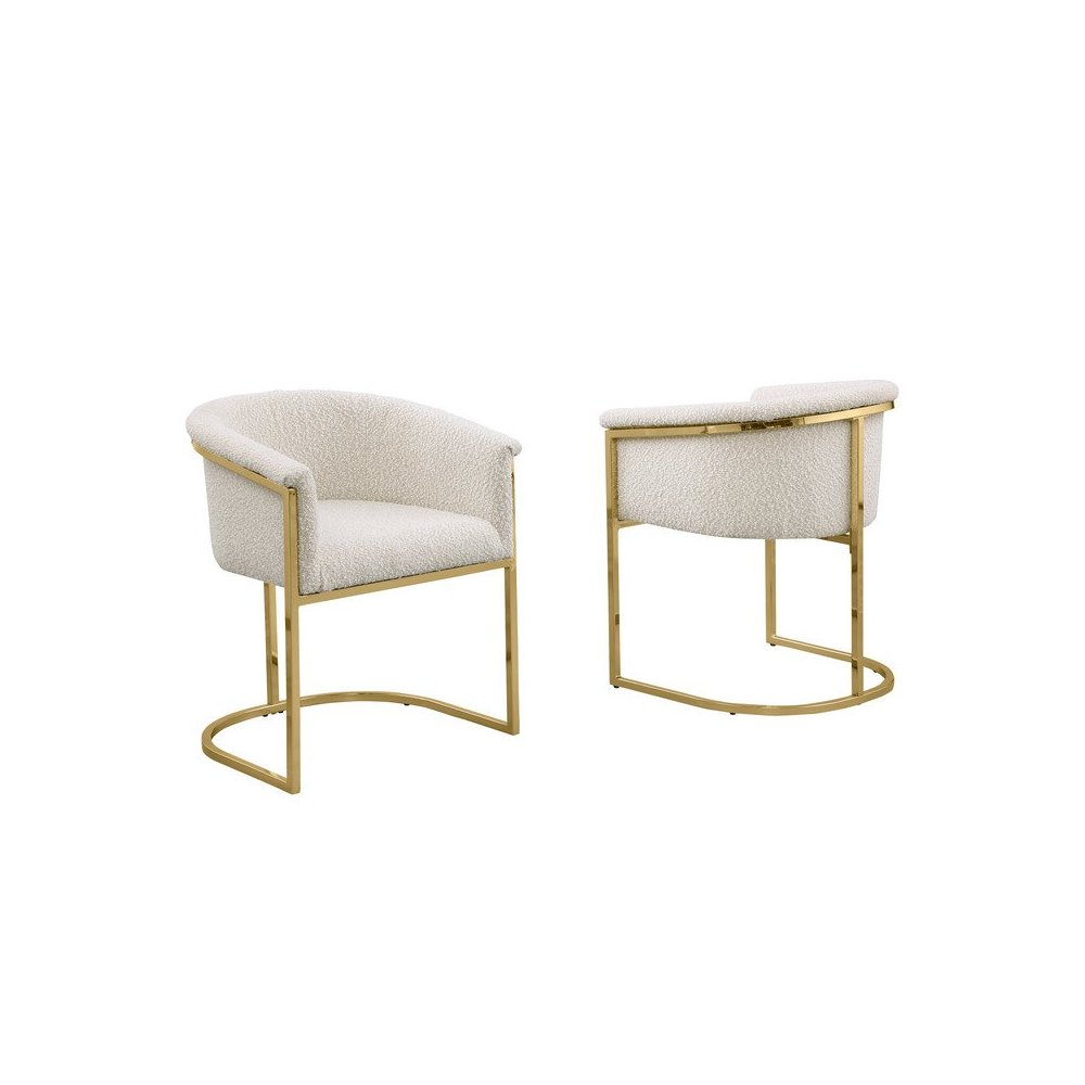Best Quality teddy Boucle in cream side chair - Set of 2. Picture 1