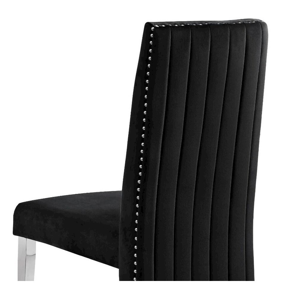 Tufted Velvet Upholstered Dining Chair, 4 Colors to Choose (Set of 2) - Black. Picture 2