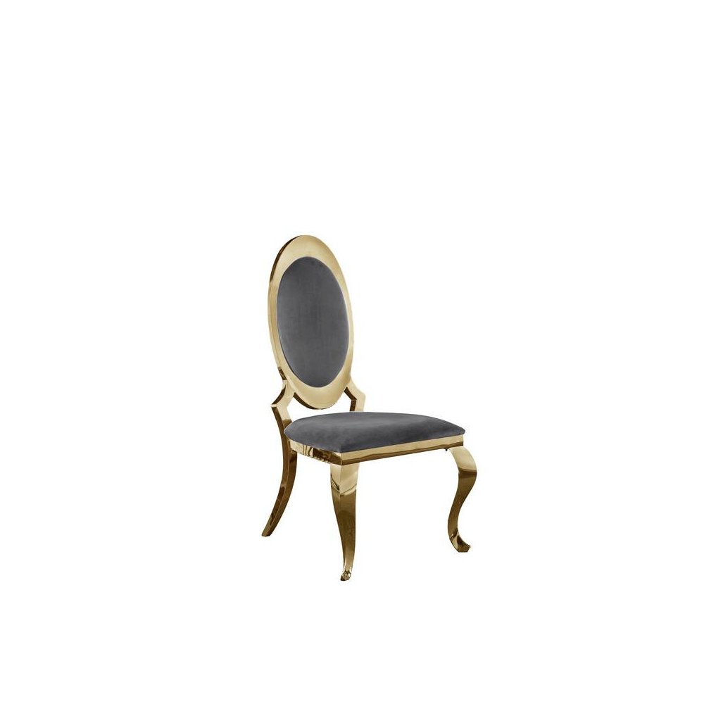 Velvet Uph. Dining Chair, Gold Stainless Steel Frame (Set of 2) - Dark Grey. Picture 1