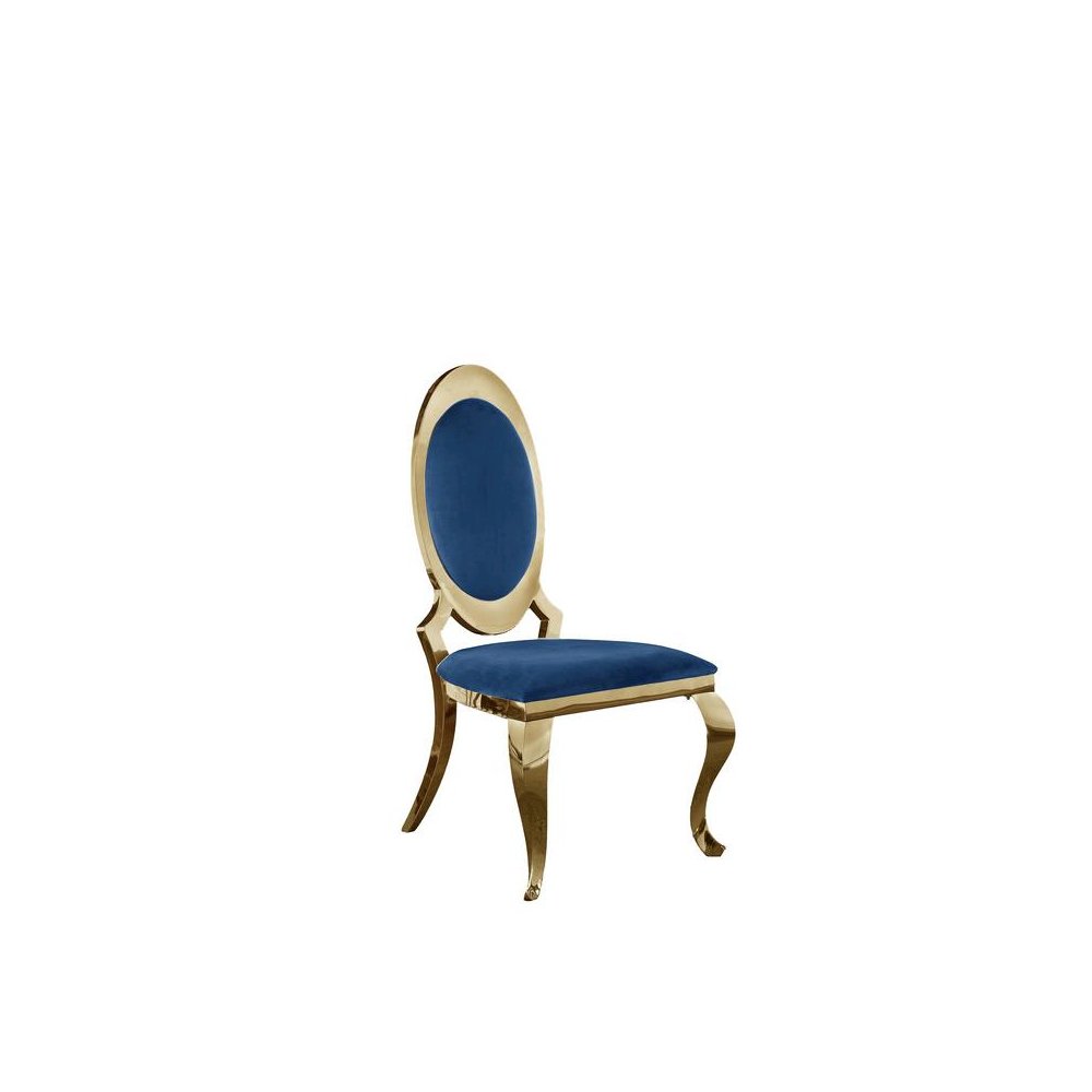 Velvet Uph. Dining Chair, Gold Stainless Steel Frame (Set of 2) - Navy Blue. Picture 1