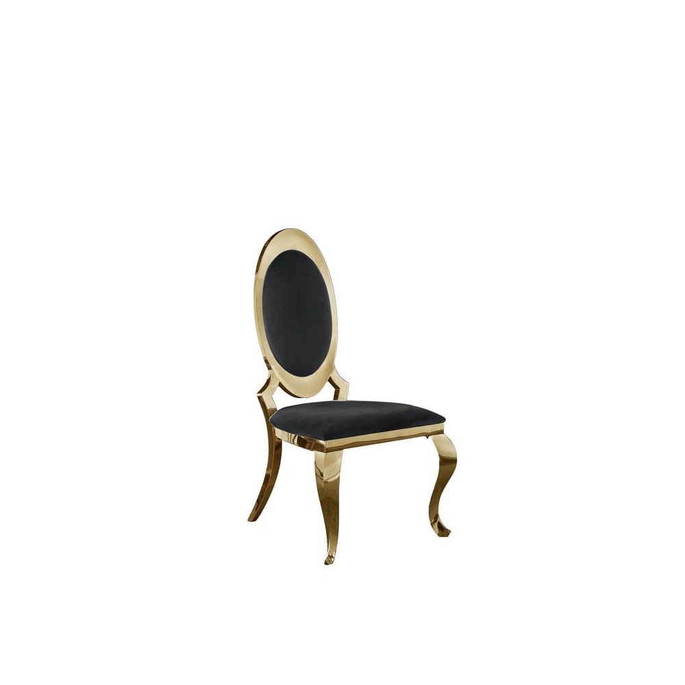Velvet Uph. Dining Chair, Gold Stainless Steel Frame (Set of 2) - Black. Picture 1