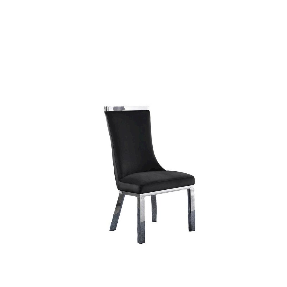 Upholstered dining chiars set of 2 in Black velvet fabric with stainless steel base. Picture 2