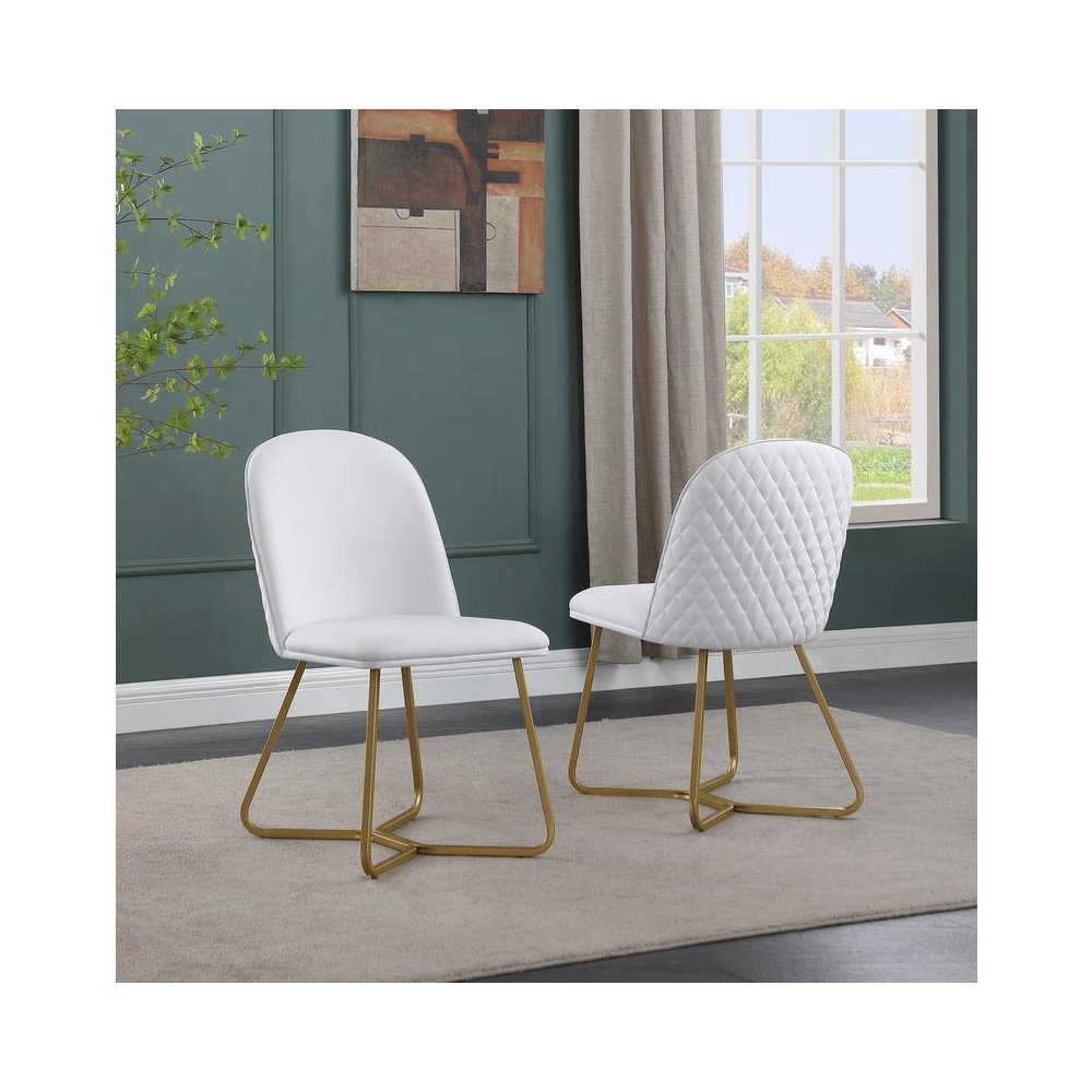 White faux leather side chairs (SET OF 2). Picture 3