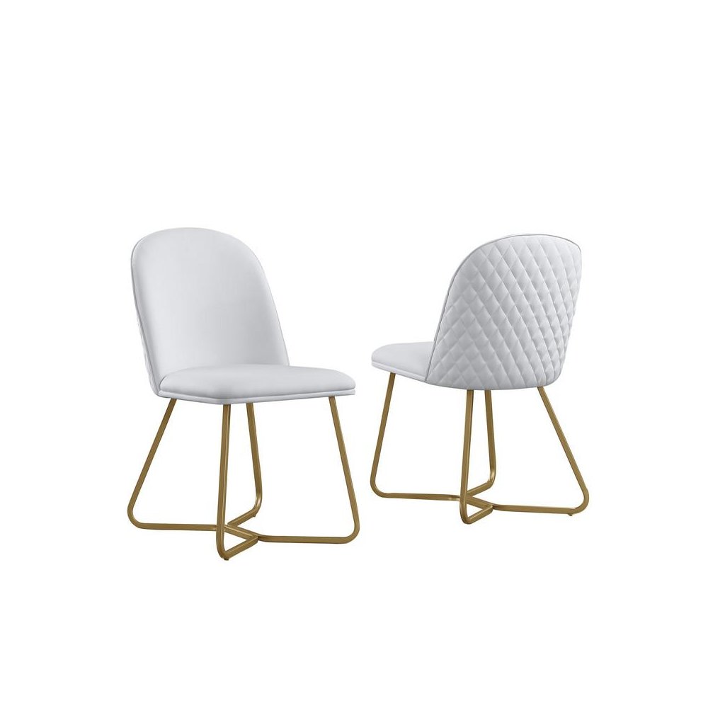 White faux leather side chairs (SET OF 2). Picture 1