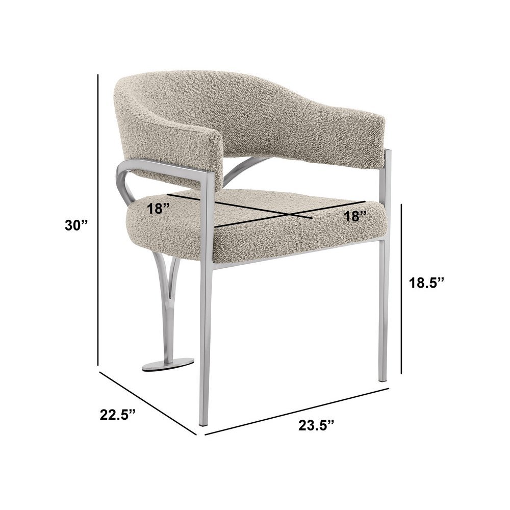 Modern Upholstered Chair with Rich Gray Boucle Fabric Set of 2. Picture 2