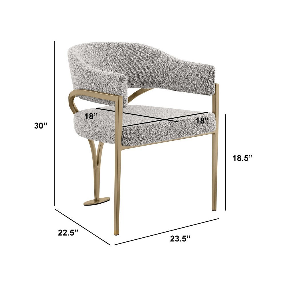 Modern Upholstered Chair with Rich Gray Boucle Fabric Set of 2. Picture 2