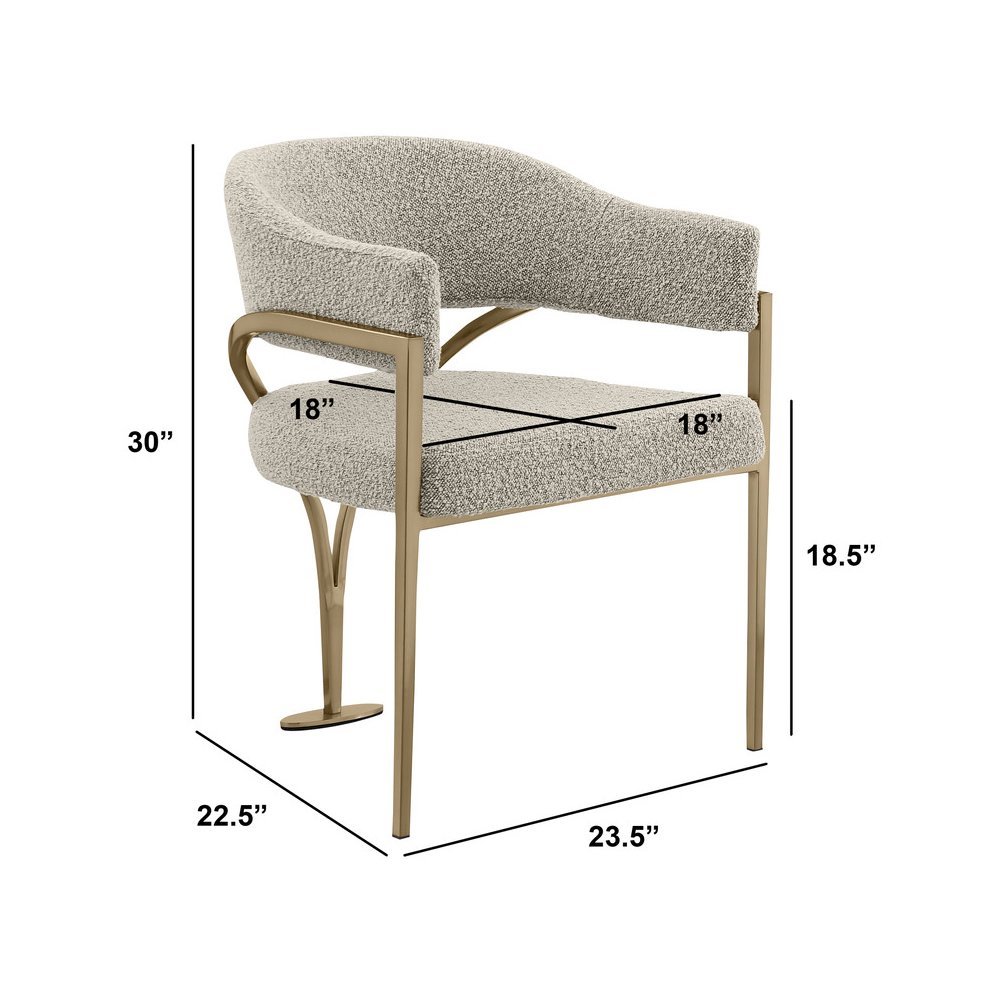 Modern Upholstered Chair with Gray Boucle Fabric Set of 2. Picture 2