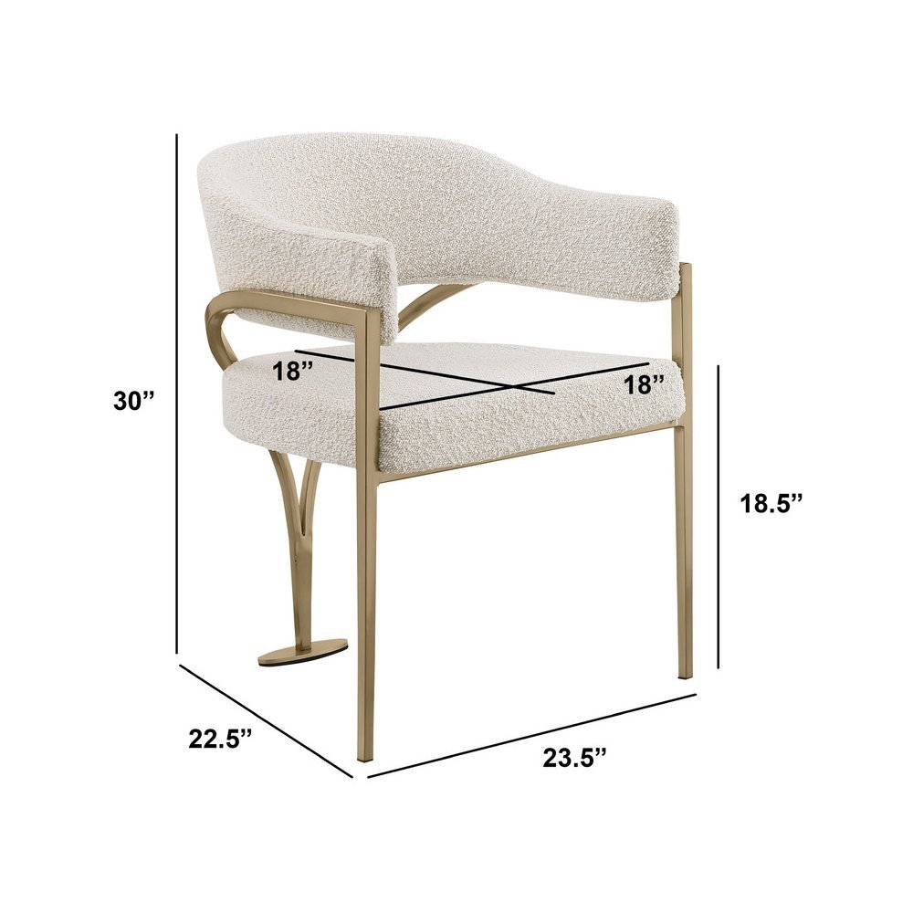 Modern Upholstered Chair with Cream Boucle Fabric Set of 2. Picture 2