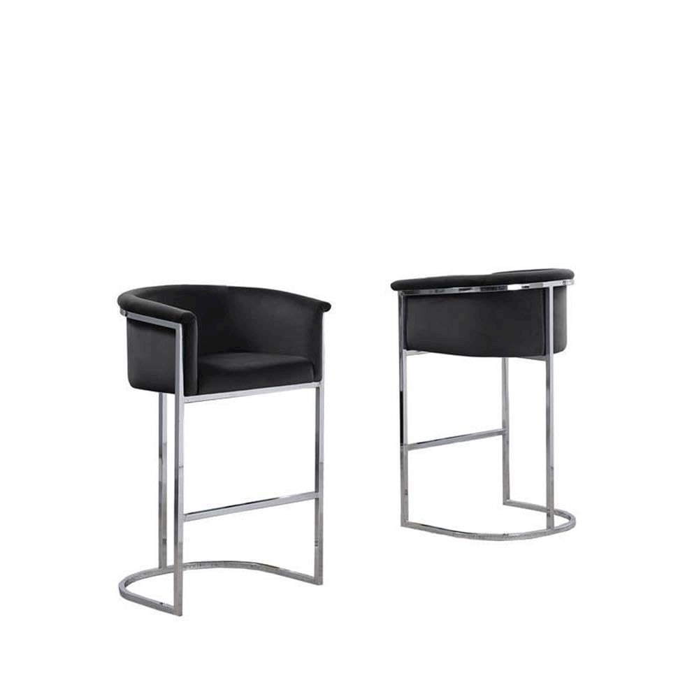 24" Black Velvet Upholstered Counter Height with Silver Base Single. Picture 4