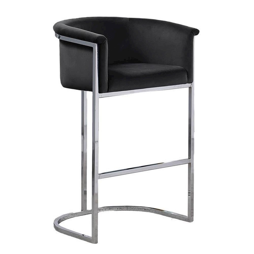 24" Black Velvet Upholstered Counter Height with Silver Base Single. Picture 1