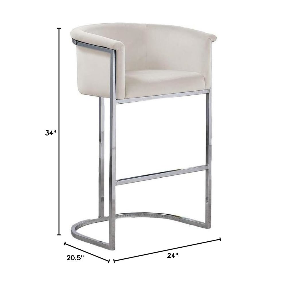 24" Cream Velvet Upholstered Counter Height with Silver Base Single. Picture 3