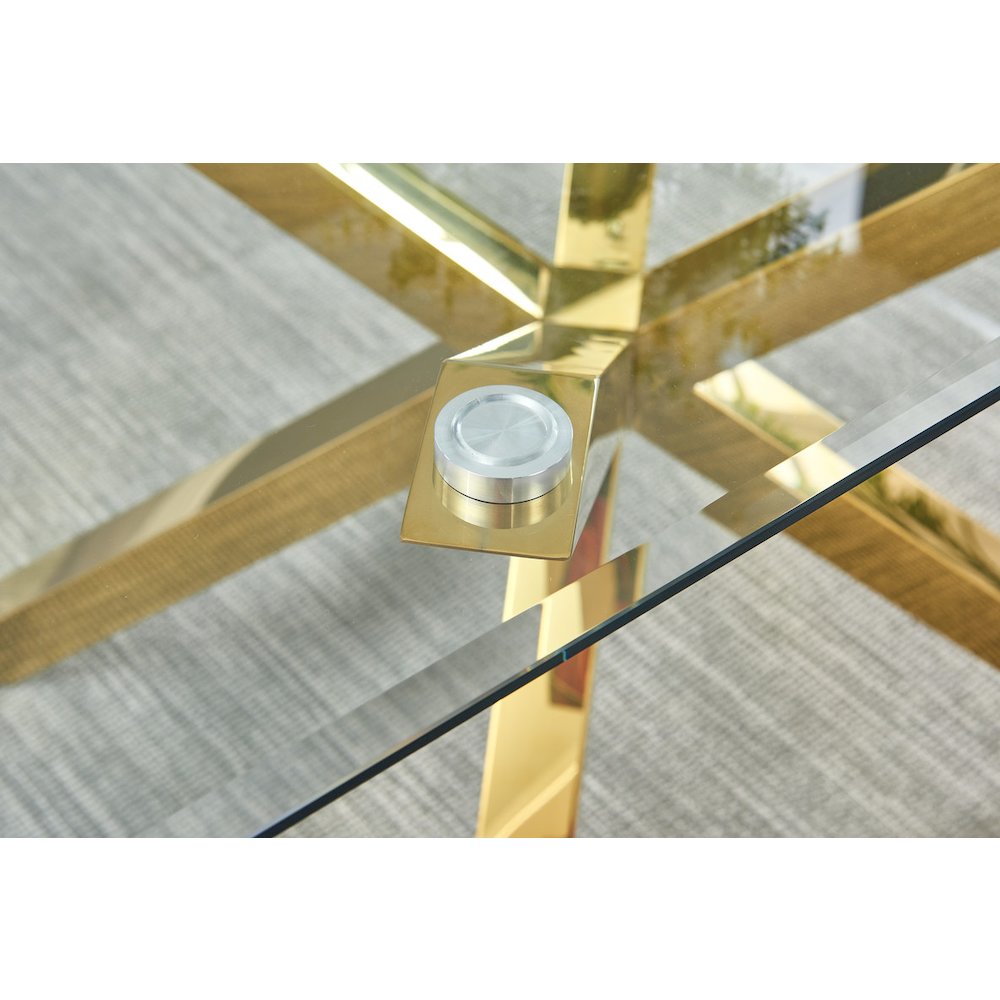 5pc modern glass dining table with 4 Dark grey side chairs. Picture 3