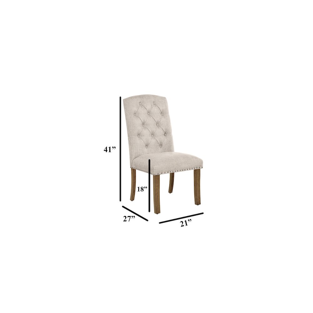 Beige Dining Chair With Linen Fabric (Set Of 2). Picture 2