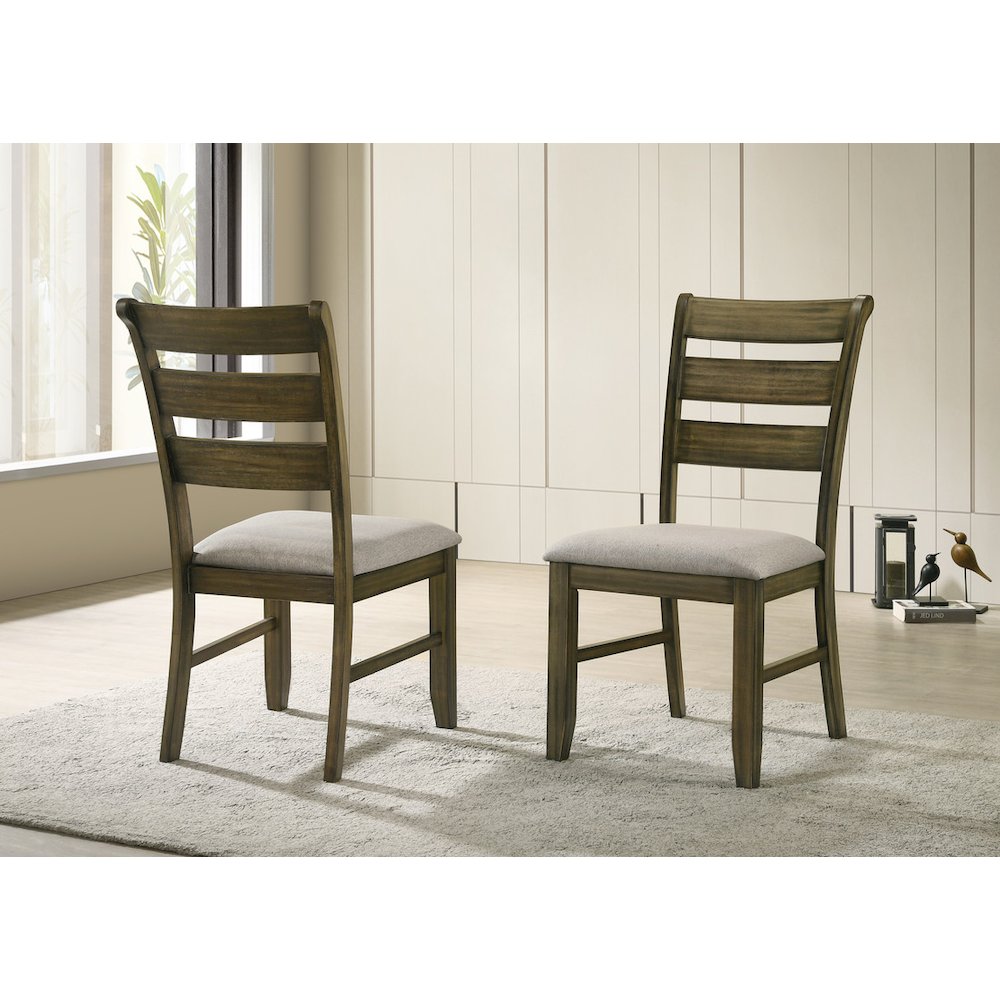 7pc wood dining set with ladderback side chairs. Picture 5