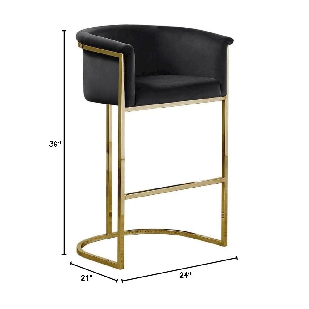 29" Black Upholstered Barstool with Gold Base -Single. Picture 3
