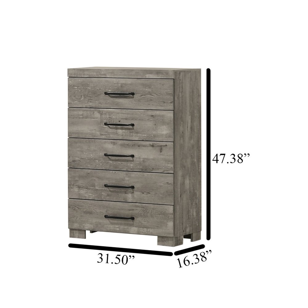 5Pc Modern Eastern King Size Panel Bedroom Set In Antique Gray Color. Picture 5