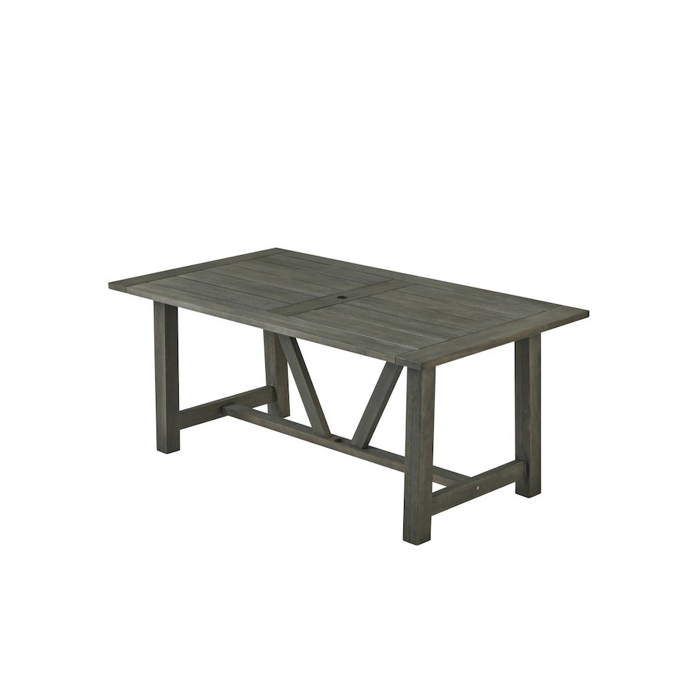 Outdoor Patio Dining Table - Rectangular Gray Acacia Wood Frame Table. Picture 1