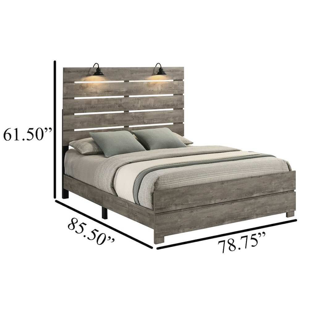5Pc Modern Eastern King Size Panel Bedroom Set In Antique Gray Color. Picture 2